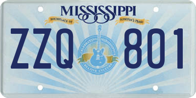 MS license plate ZZQ801