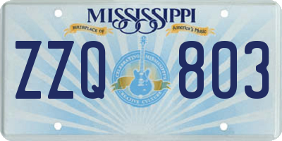 MS license plate ZZQ803