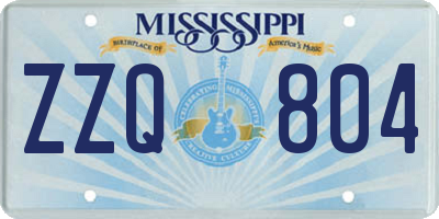 MS license plate ZZQ804