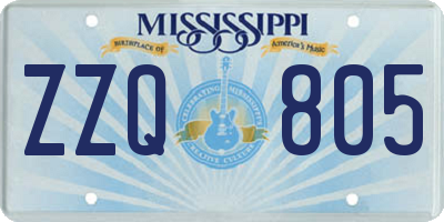 MS license plate ZZQ805