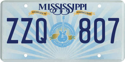 MS license plate ZZQ807
