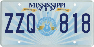 MS license plate ZZQ818