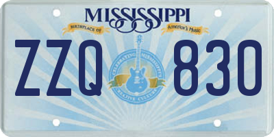 MS license plate ZZQ830