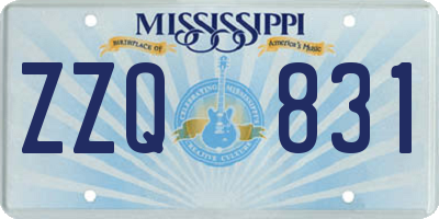 MS license plate ZZQ831