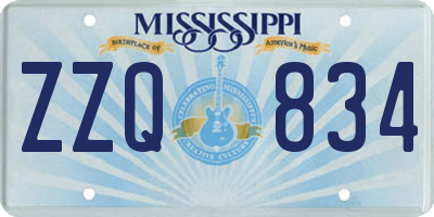 MS license plate ZZQ834