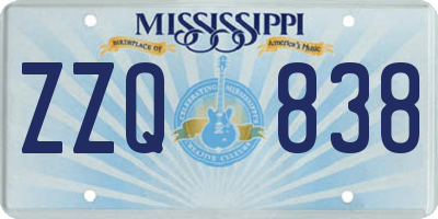 MS license plate ZZQ838