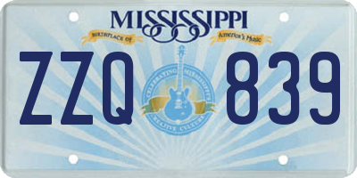 MS license plate ZZQ839