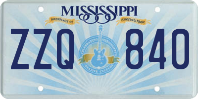 MS license plate ZZQ840