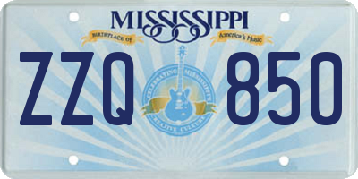 MS license plate ZZQ850