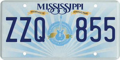MS license plate ZZQ855