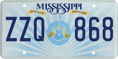 MS license plate ZZQ868