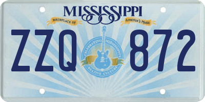 MS license plate ZZQ872