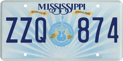 MS license plate ZZQ874