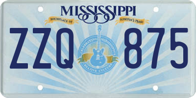 MS license plate ZZQ875