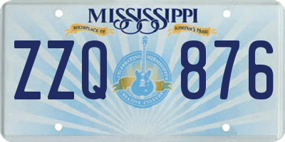 MS license plate ZZQ876
