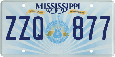 MS license plate ZZQ877