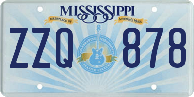 MS license plate ZZQ878