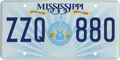 MS license plate ZZQ880