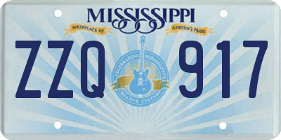 MS license plate ZZQ917
