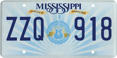 MS license plate ZZQ918
