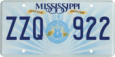MS license plate ZZQ922