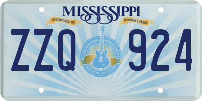 MS license plate ZZQ924
