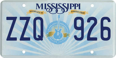 MS license plate ZZQ926