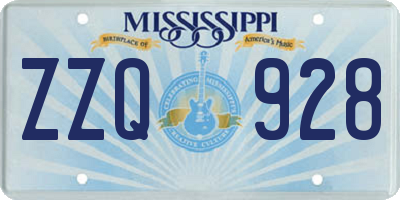 MS license plate ZZQ928