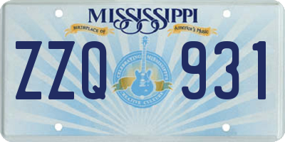 MS license plate ZZQ931