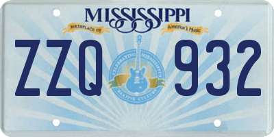 MS license plate ZZQ932