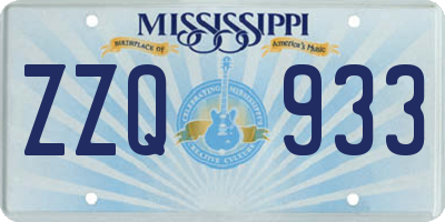 MS license plate ZZQ933