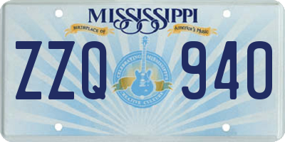 MS license plate ZZQ940