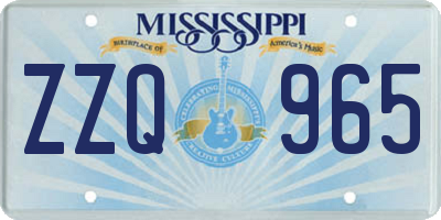 MS license plate ZZQ965