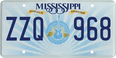 MS license plate ZZQ968