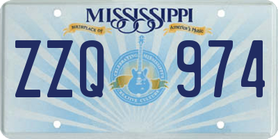 MS license plate ZZQ974