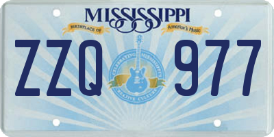 MS license plate ZZQ977