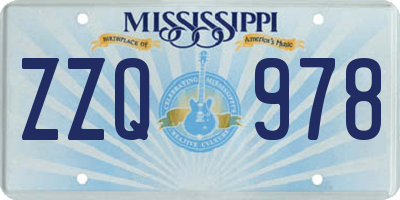 MS license plate ZZQ978