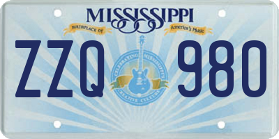 MS license plate ZZQ980
