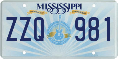 MS license plate ZZQ981