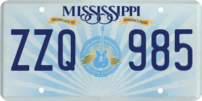 MS license plate ZZQ985