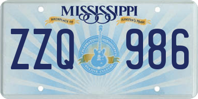 MS license plate ZZQ986