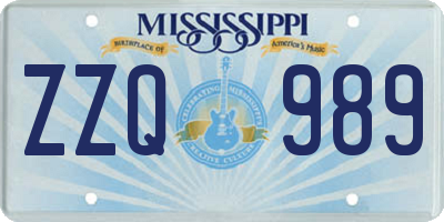 MS license plate ZZQ989