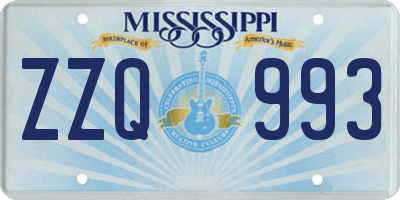 MS license plate ZZQ993