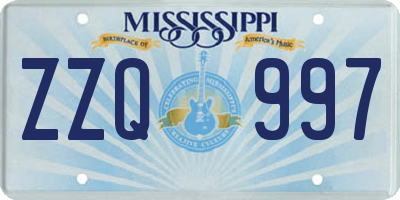 MS license plate ZZQ997