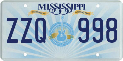 MS license plate ZZQ998