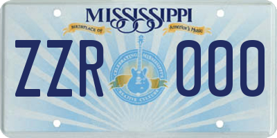 MS license plate ZZR000