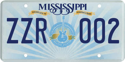 MS license plate ZZR002