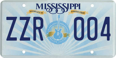 MS license plate ZZR004