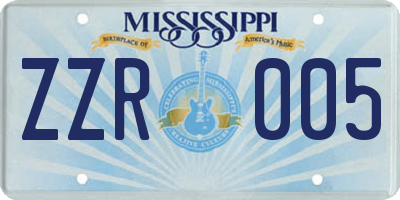 MS license plate ZZR005