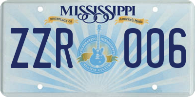 MS license plate ZZR006